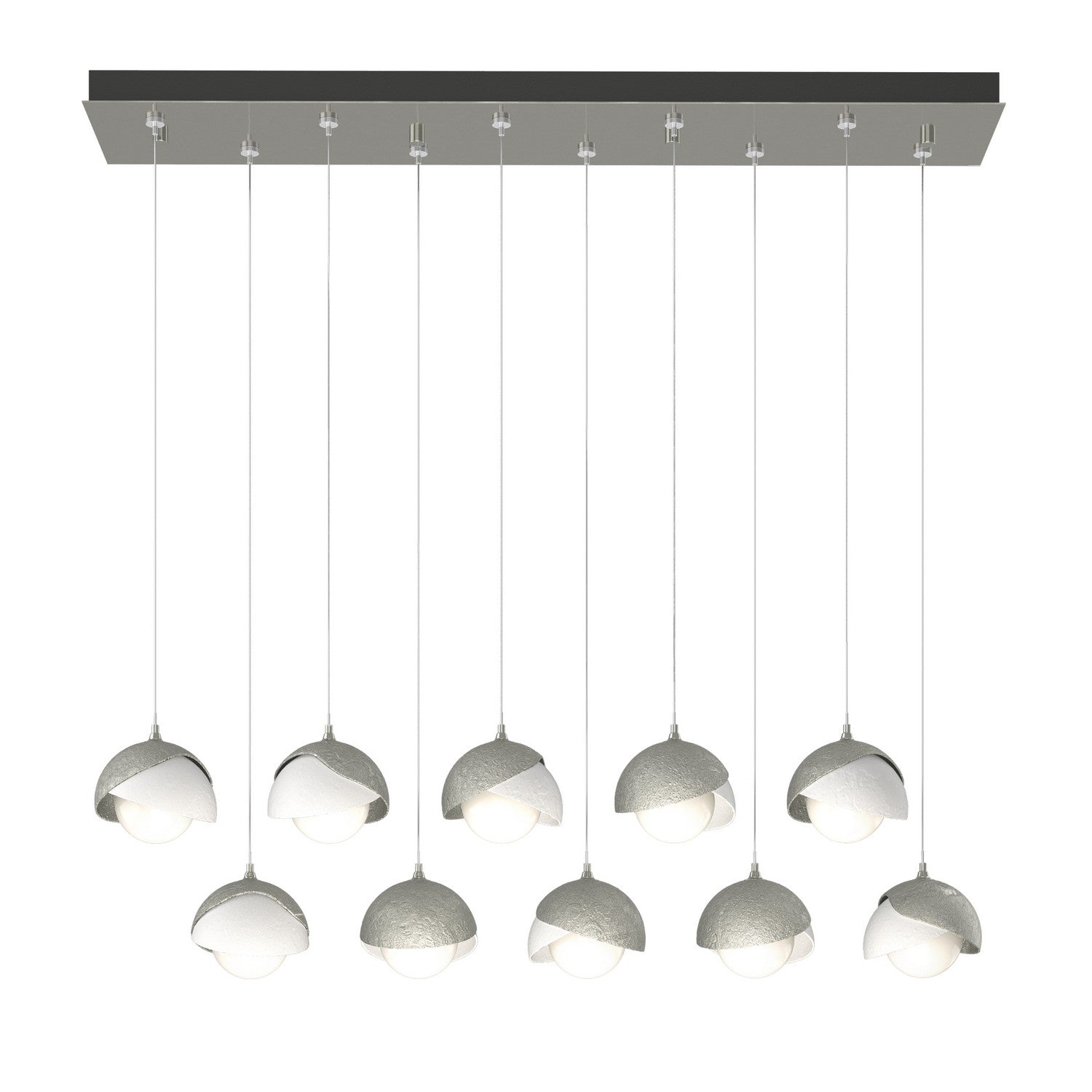Hubbardton Forge - 131205-SKT-STND-85-02-GG0711 - Brooklyn 10-Light Double Shade Pendant - Brooklyn - Sterling