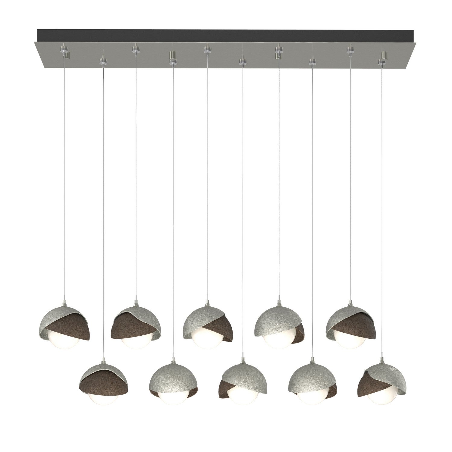 Hubbardton Forge - 131205-SKT-STND-85-05-GG0711 - Brooklyn 10-Light Double Shade Pendant - Brooklyn - Sterling