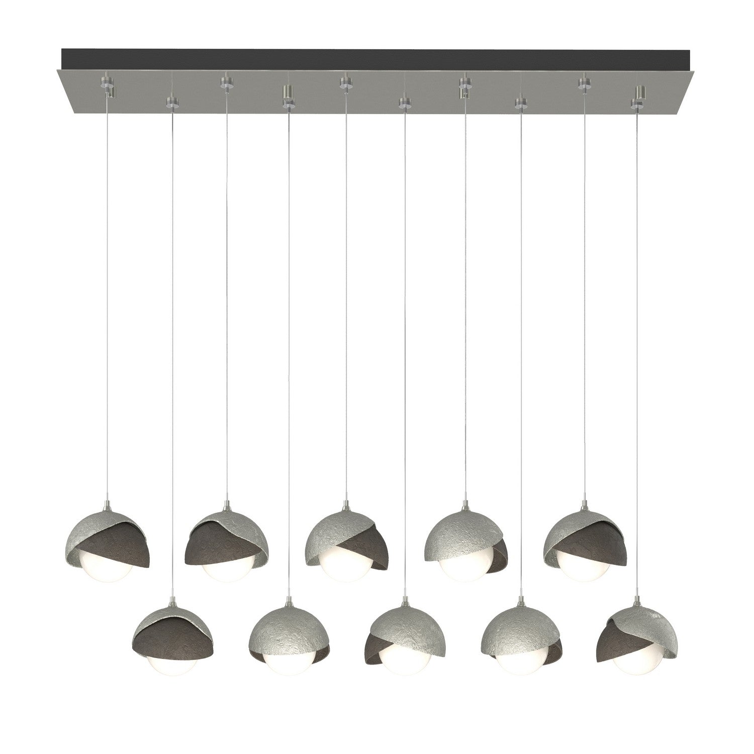Hubbardton Forge - 131205-SKT-STND-85-07-GG0711 - Brooklyn 10-Light Double Shade Pendant - Brooklyn - Sterling