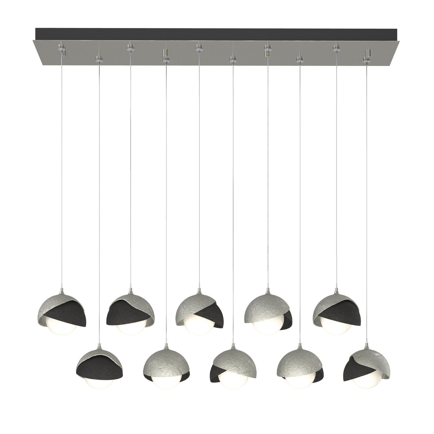 Hubbardton Forge - 131205-SKT-STND-85-10-GG0711 - Brooklyn 10-Light Double Shade Pendant - Brooklyn - Sterling