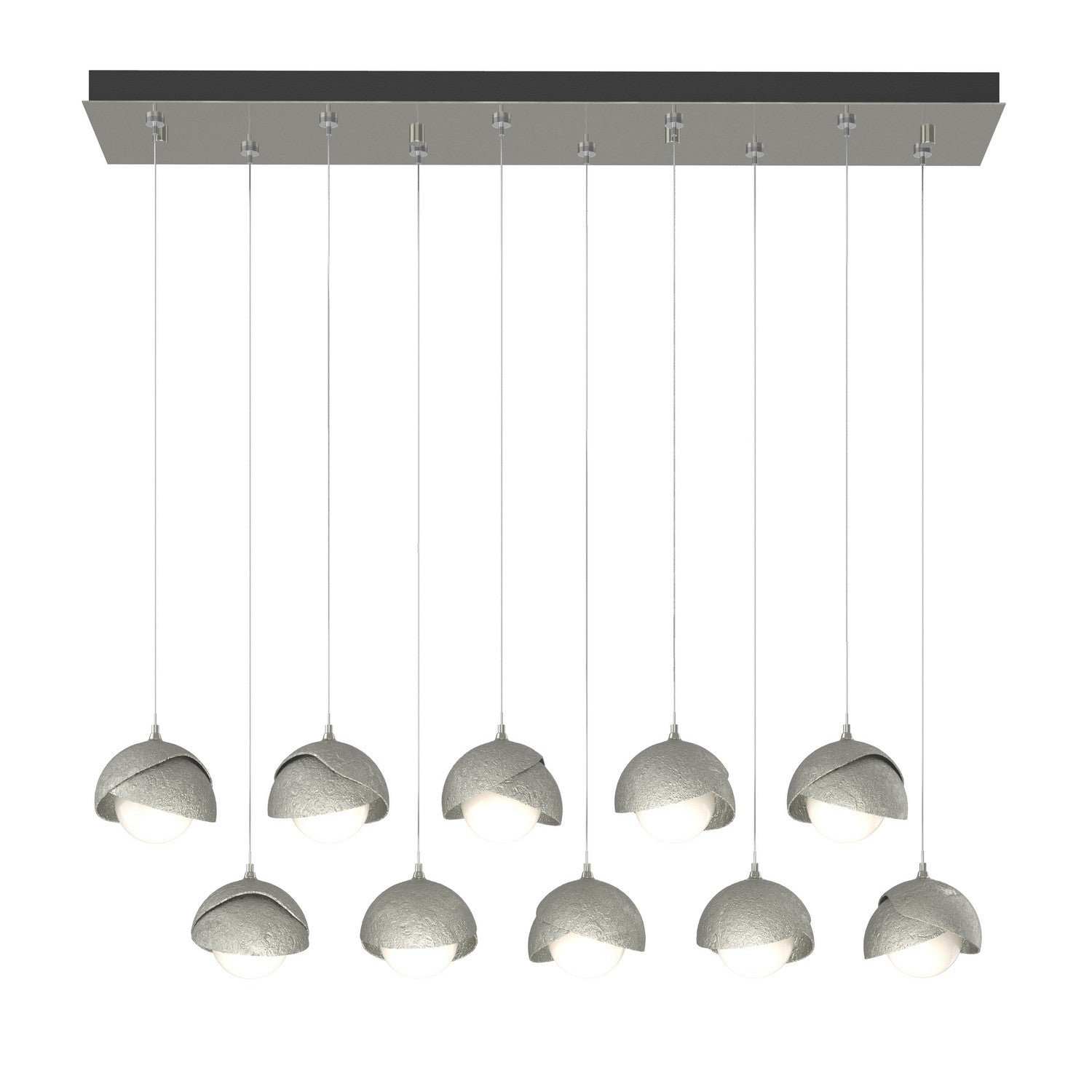 Hubbardton Forge - 131205-SKT-STND-85-85-GG0711 - Brooklyn 10-Light Double Shade Pendant - Brooklyn - Sterling