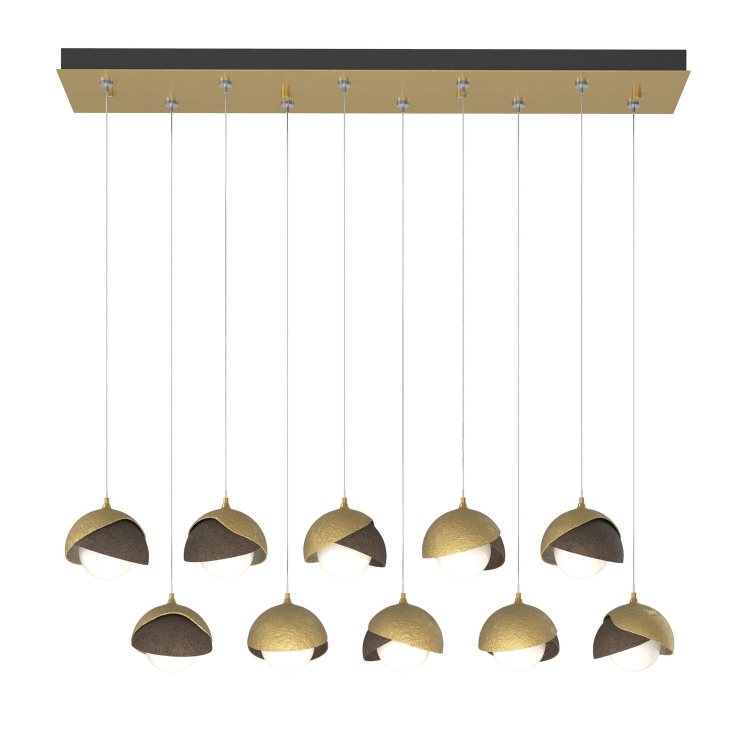 Hubbardton Forge - 131205-SKT-STND-86-05-GG0711 - Brooklyn 10-Light Double Shade Pendant - Brooklyn - Modern Brass