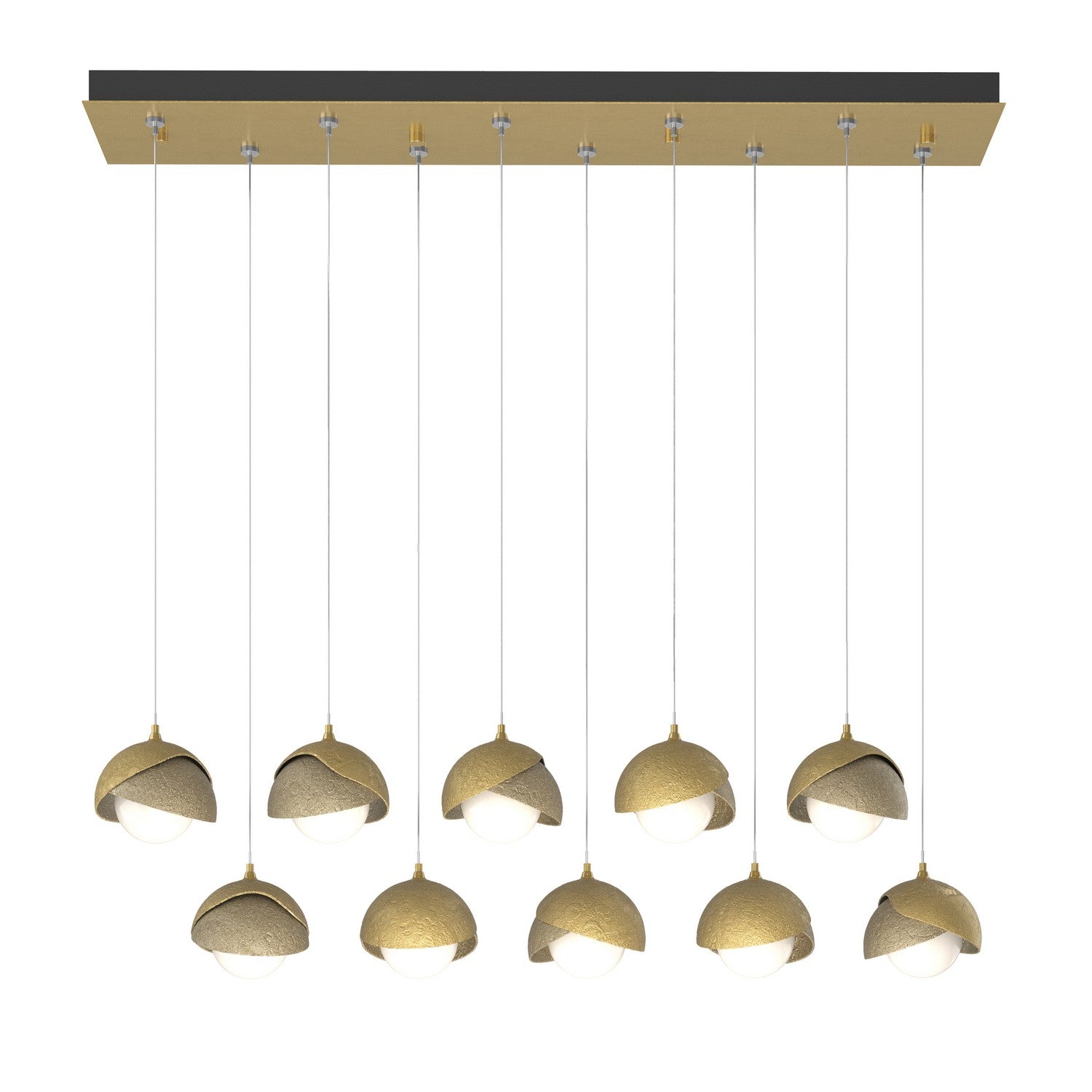 Hubbardton Forge - 131205-SKT-STND-86-84-GG0711 - Brooklyn 10-Light Double Shade Pendant - Brooklyn - Modern Brass