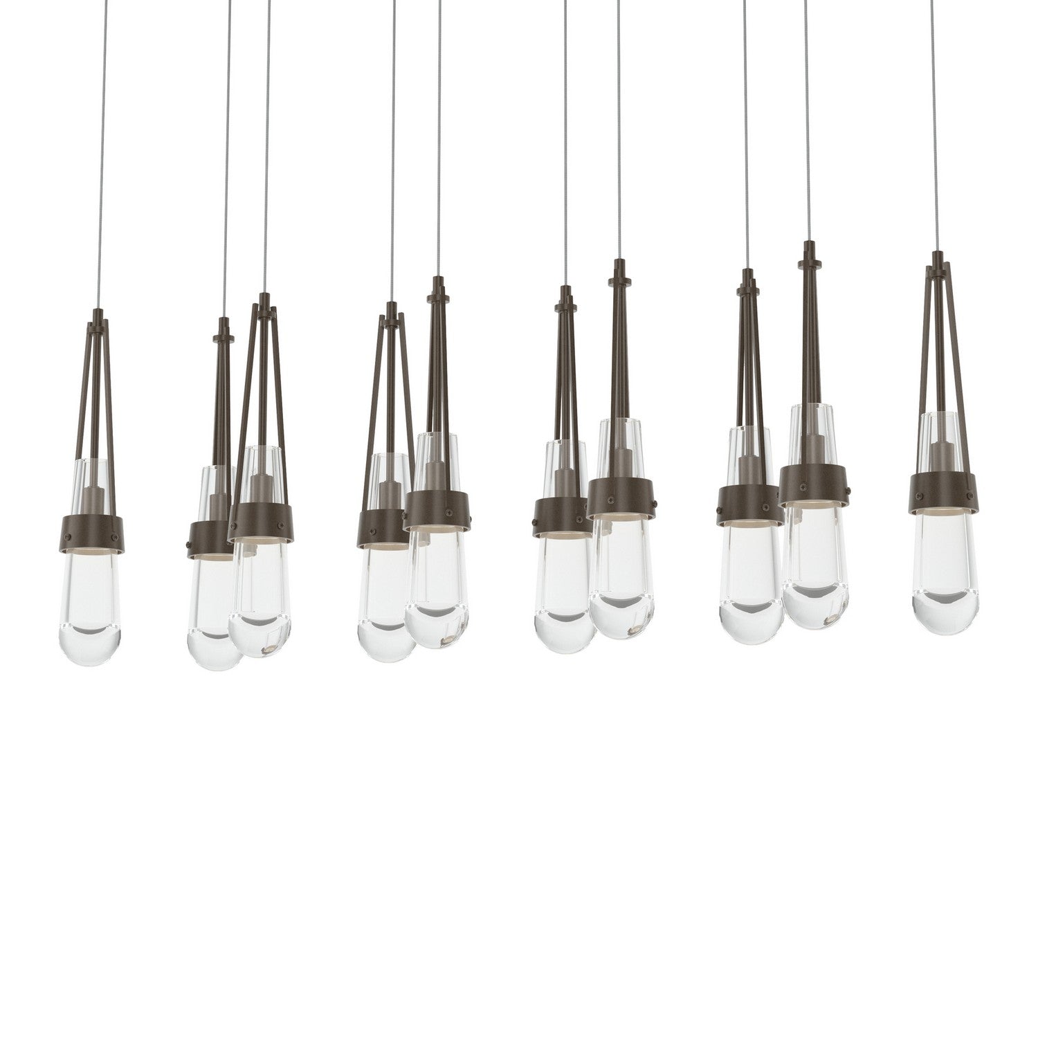 Hubbardton Forge - 131207-SKT-LONG-05-ZM0434 - Link 10-Light Clear Glass Pendant - Link - Bronze