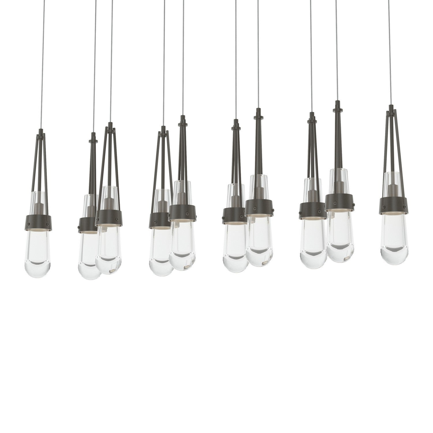 Hubbardton Forge - 131207-SKT-LONG-07-ZM0434 - Link 10-Light Clear Glass Pendant - Link - Dark Smoke
