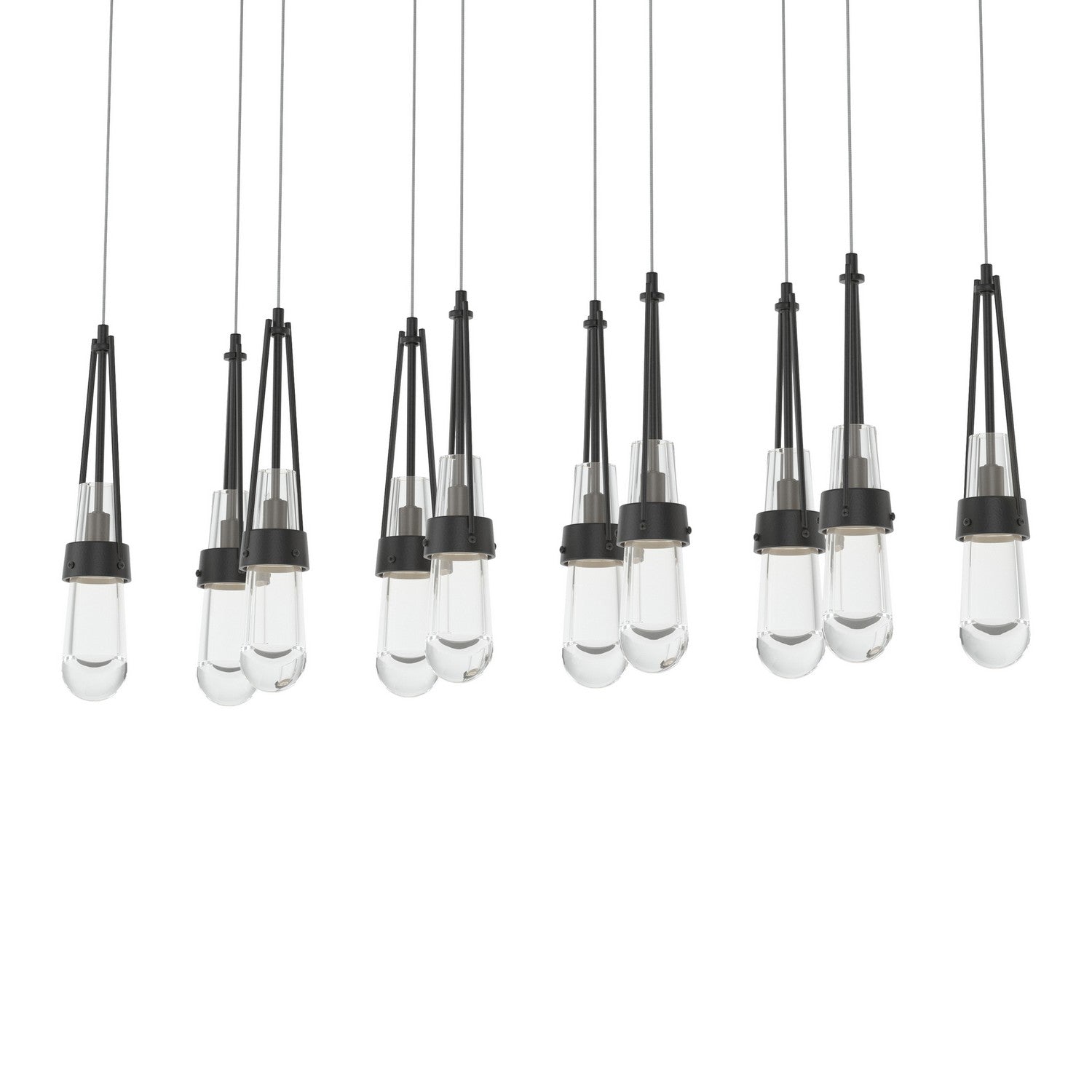 Hubbardton Forge - 131207-SKT-LONG-10-ZM0434 - Link 10-Light Clear Glass Pendant - Link - Black
