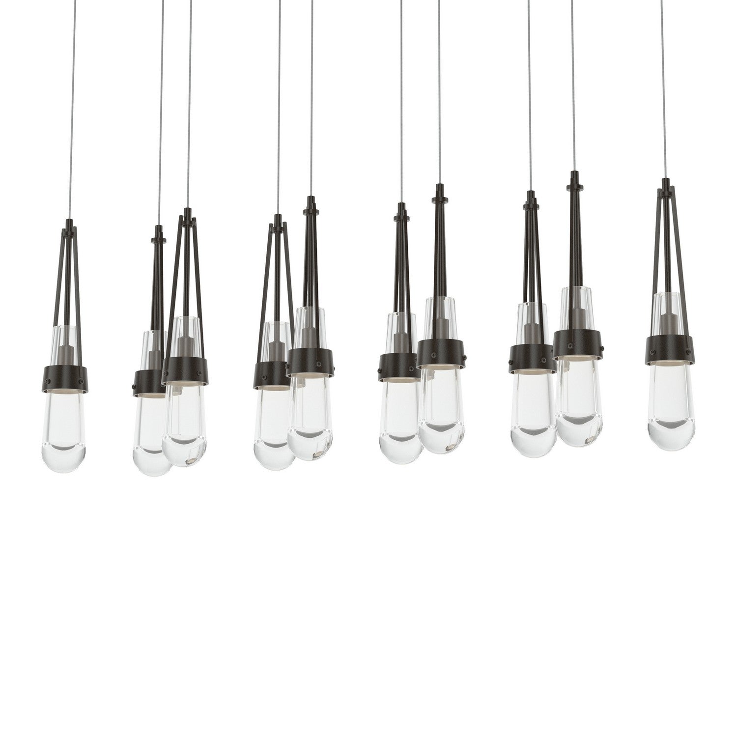 Hubbardton Forge - 131207-SKT-LONG-14-ZM0434 - Link 10-Light Clear Glass Pendant - Link - Oil Rubbed Bronze