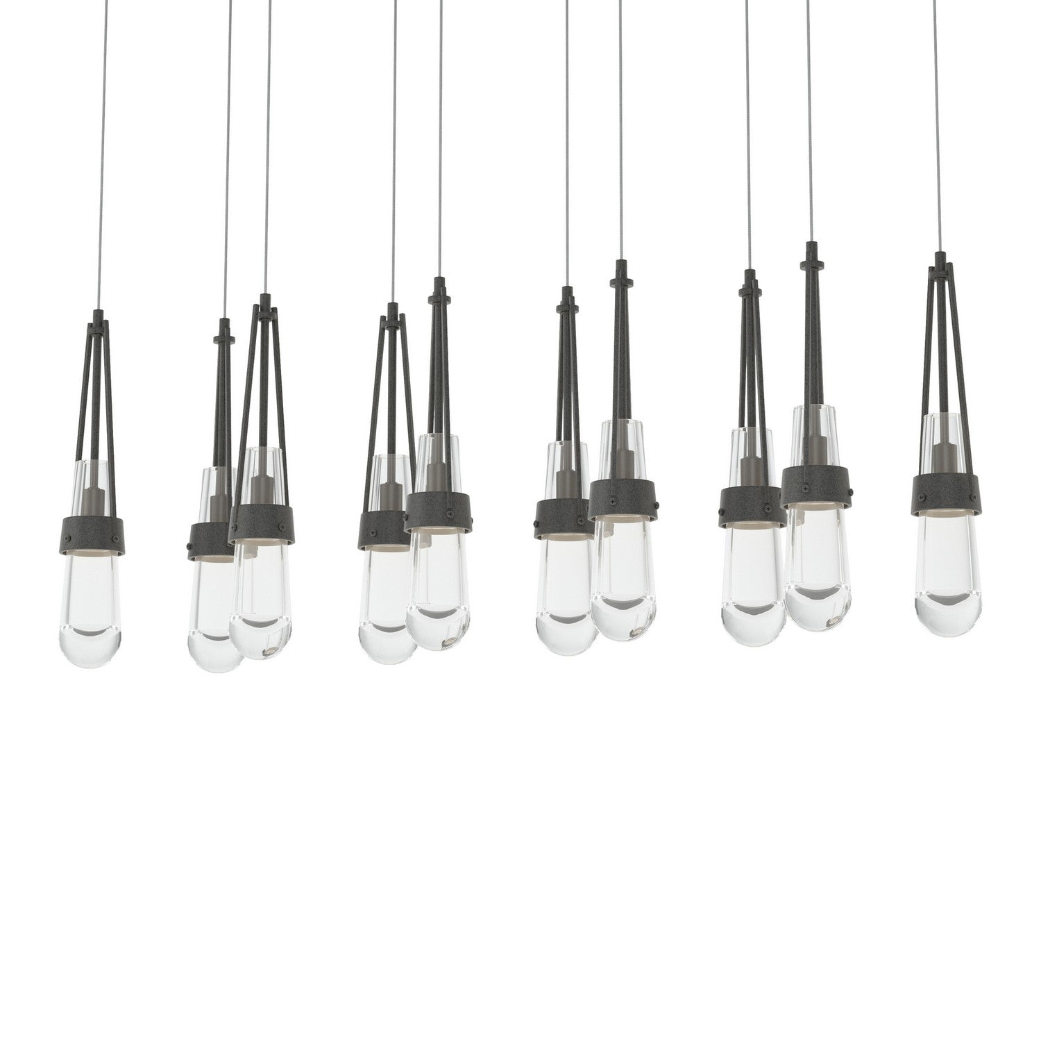 Hubbardton Forge - 131207-SKT-LONG-20-ZM0434 - Link 10-Light Clear Glass Pendant - Link - Natural Iron