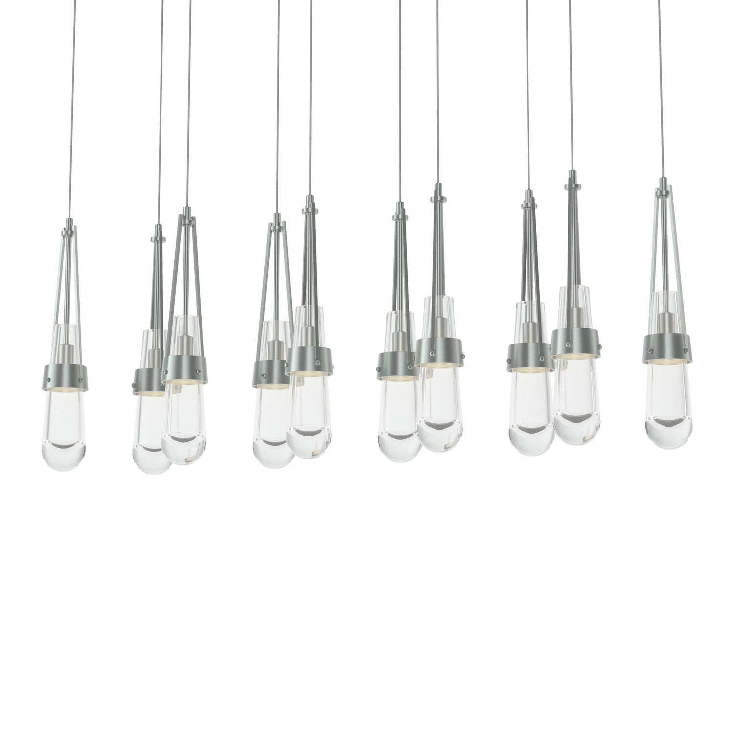Hubbardton Forge - 131207-SKT-LONG-82-ZM0434 - Link 10-Light Clear Glass Pendant - Link - Vintage Platinum