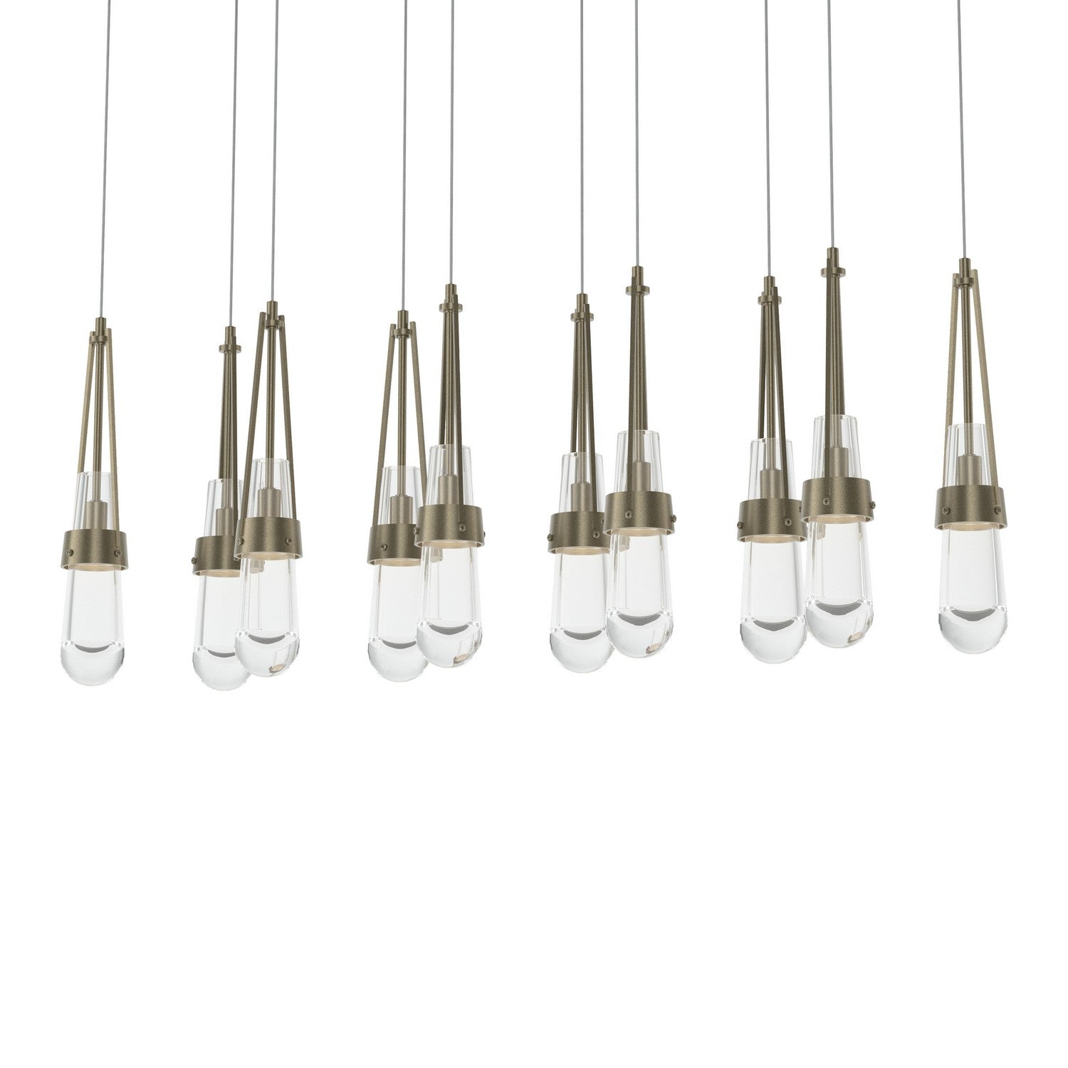 Hubbardton Forge - 131207-SKT-LONG-84-ZM0434 - Link 10-Light Clear Glass Pendant - Link - Soft Gold
