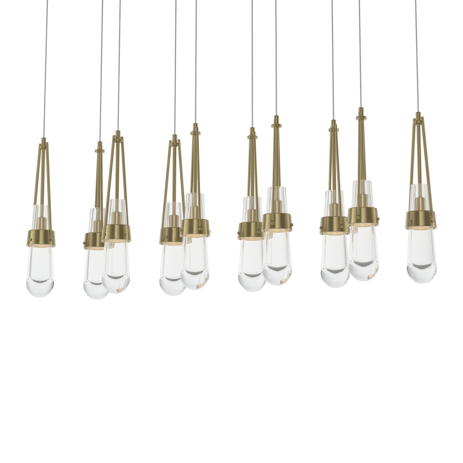 Hubbardton Forge - 131207-SKT-LONG-86-ZM0434 - Link 10-Light Clear Glass Pendant - Link - Modern Brass