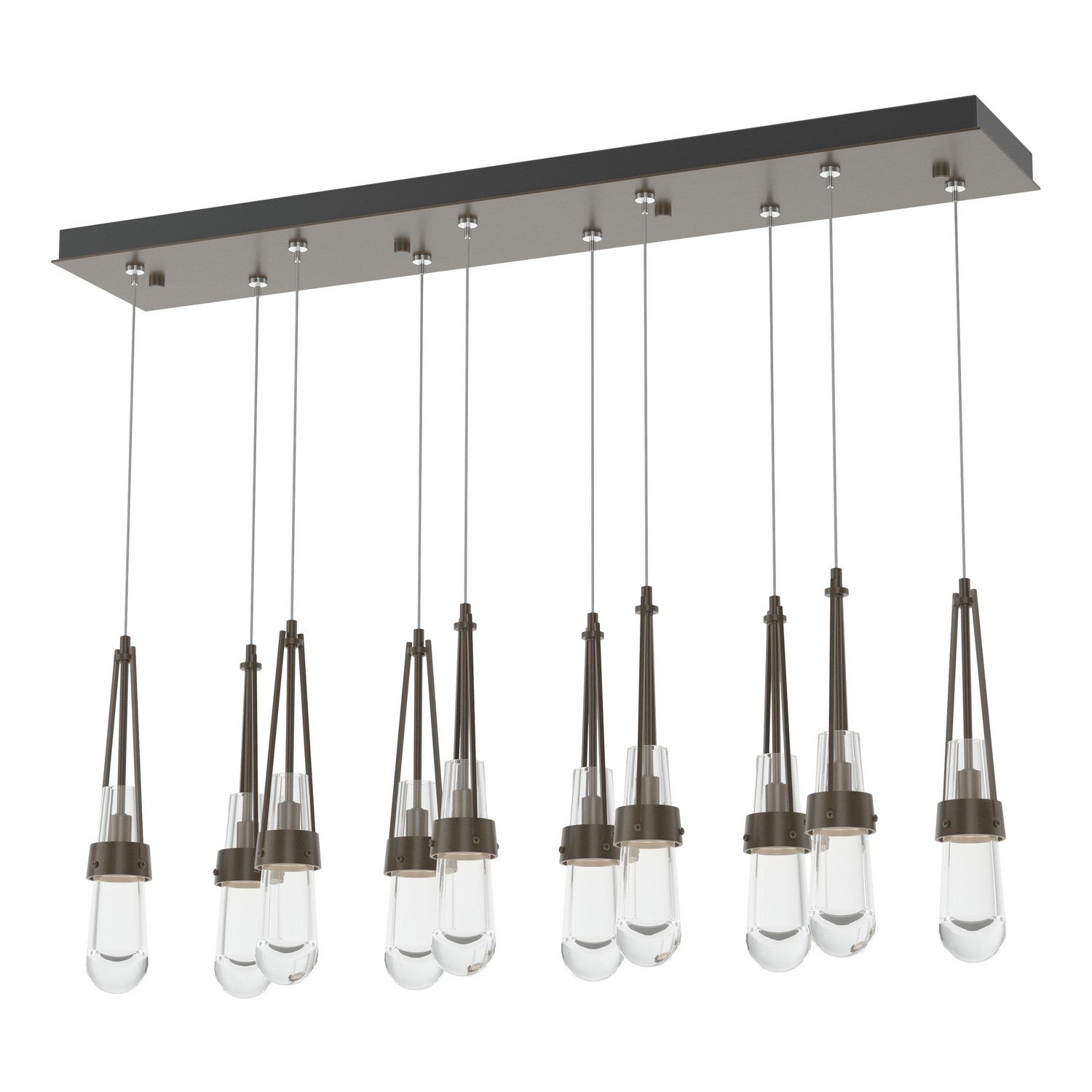 Hubbardton Forge - 131207-SKT-STND-05-ZM0434 - Link 10-Light Clear Glass Pendant - Link - Bronze