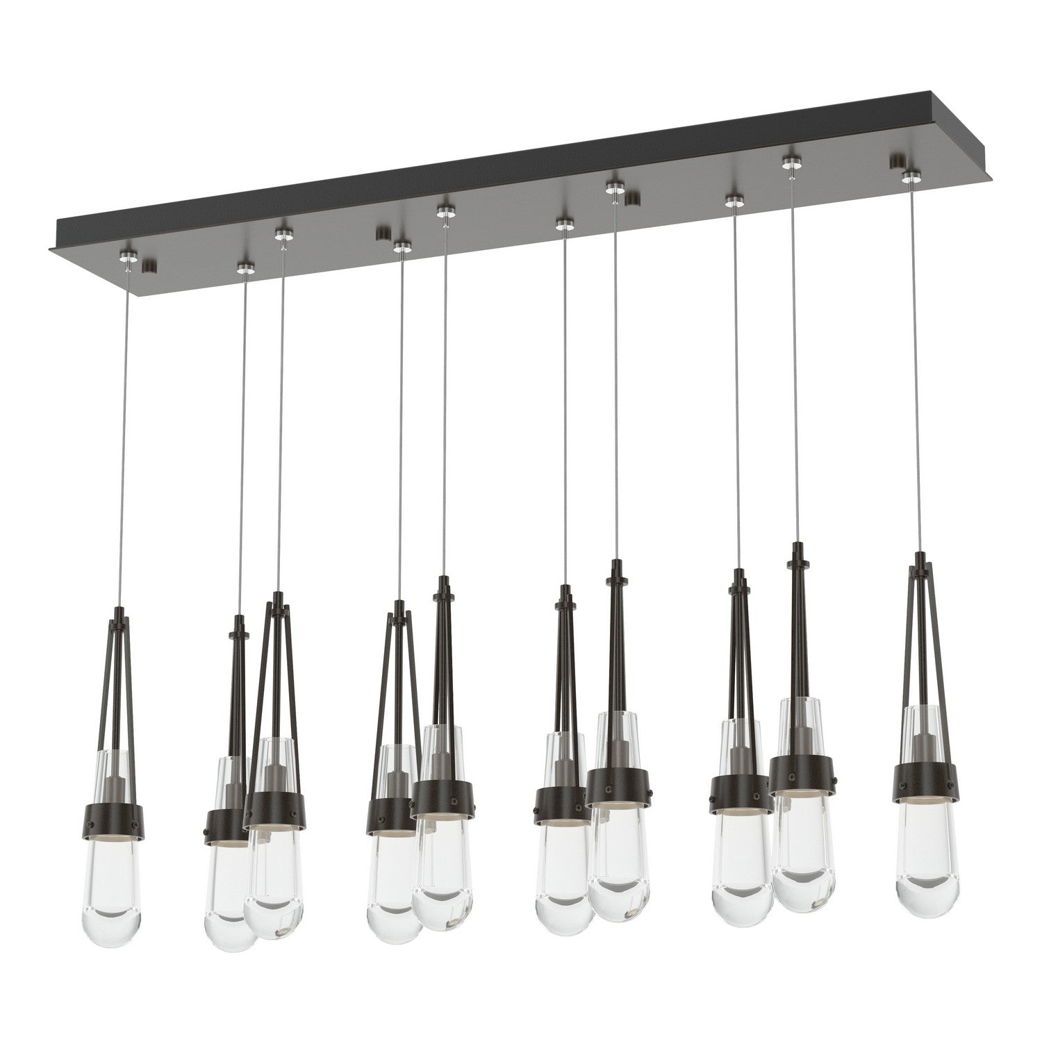 Hubbardton Forge - 131207-SKT-STND-14-ZM0434 - Link 10-Light Clear Glass Pendant - Link - Oil Rubbed Bronze