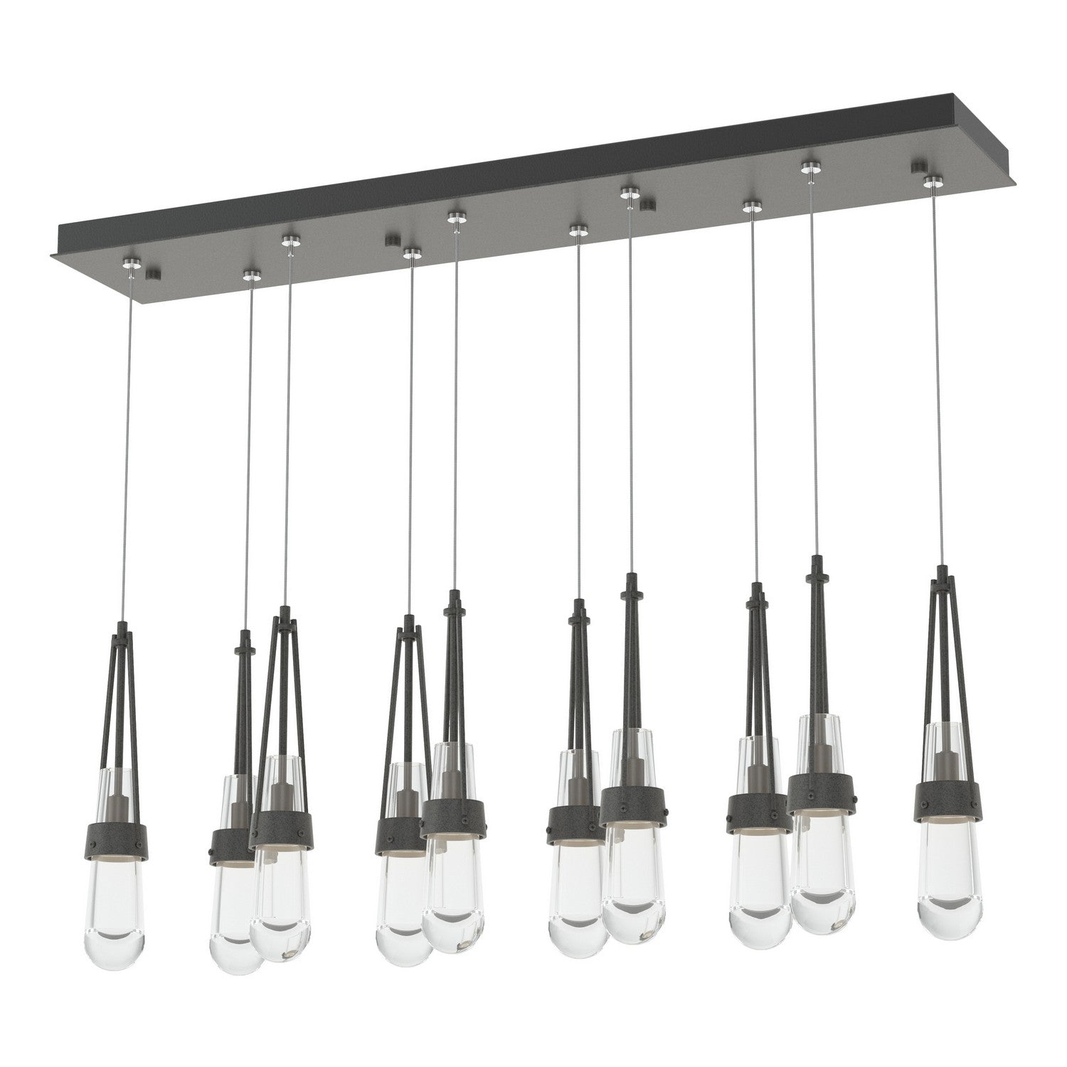 Hubbardton Forge - 131207-SKT-STND-20-ZM0434 - Link 10-Light Clear Glass Pendant - Link - Natural Iron