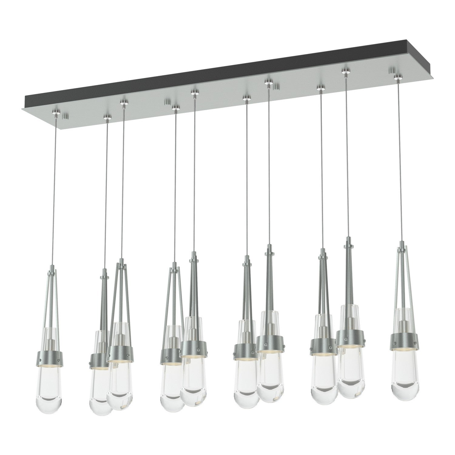 Hubbardton Forge - 131207-SKT-STND-82-ZM0434 - Link 10-Light Clear Glass Pendant - Link - Vintage Platinum