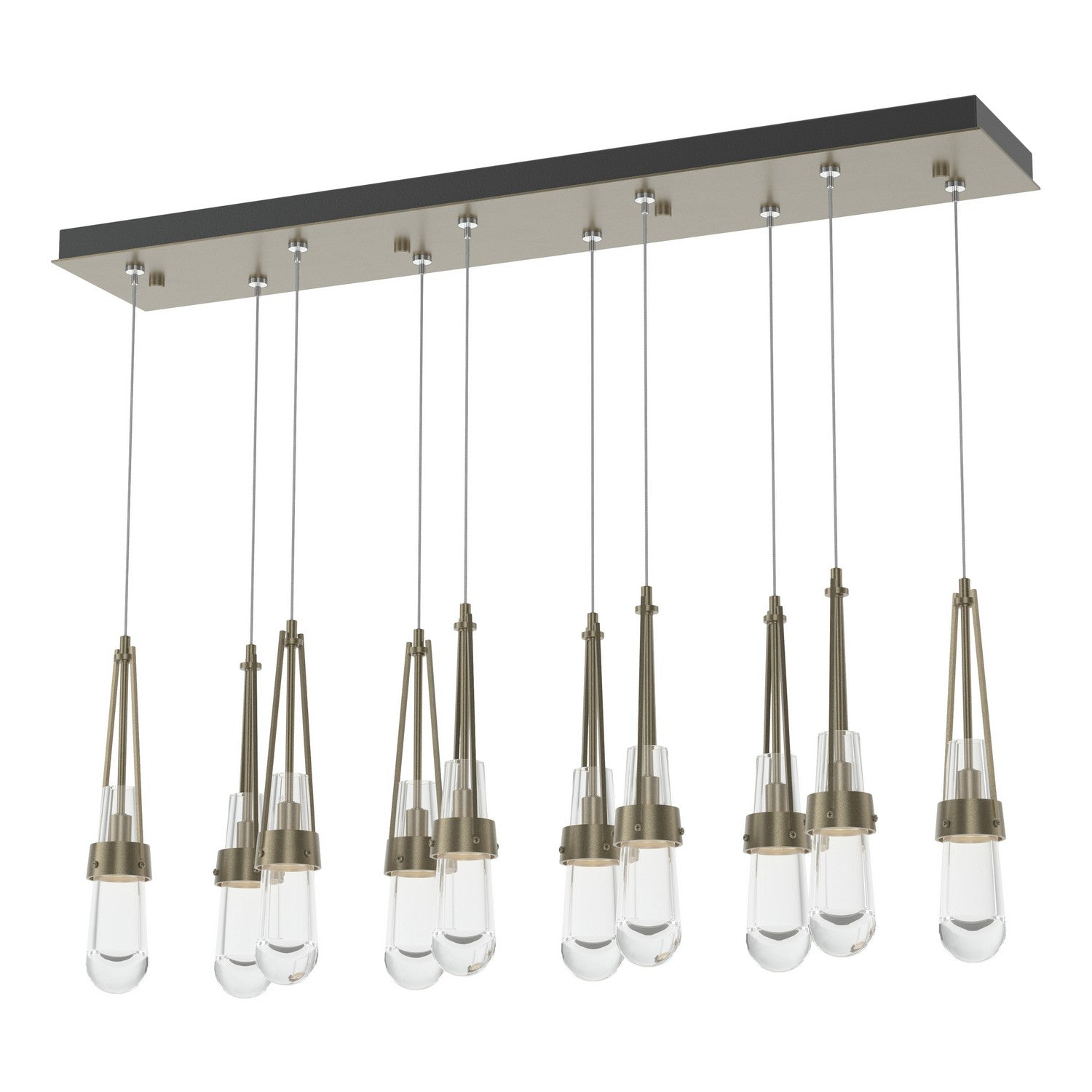 Hubbardton Forge - 131207-SKT-STND-84-ZM0434 - Link 10-Light Clear Glass Pendant - Link - Soft Gold
