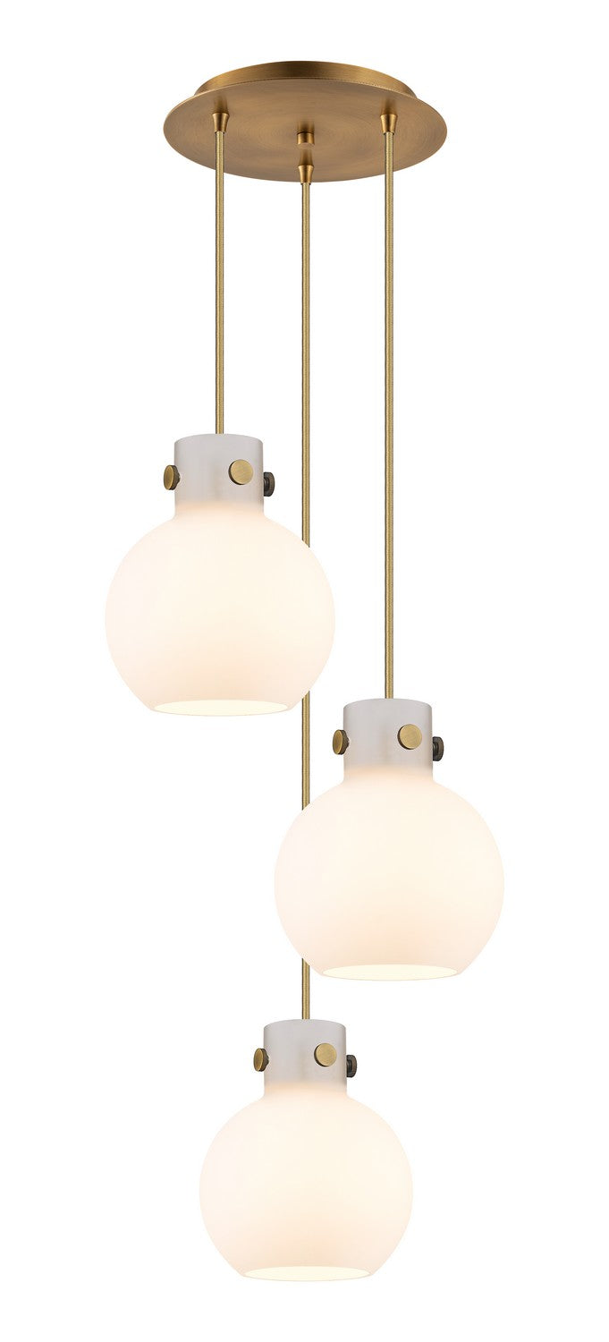 Innovations - 113-410-1PS-BB-G410-8WH - Seven Light Pendant - Newton - Brushed Brass