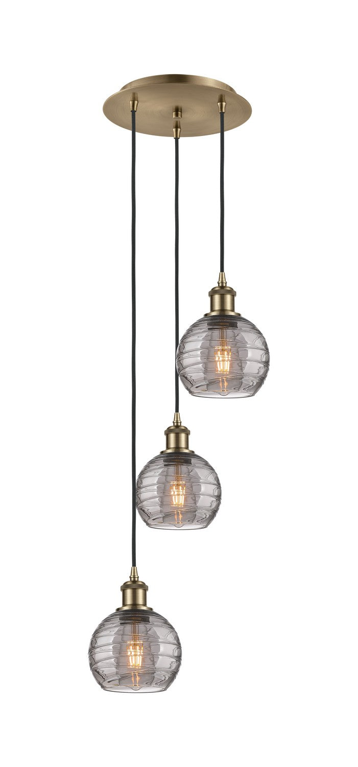 Innovations - 113B-3P-AB-G1213-6SM - Three Light Pendant - Ballston - Antique Brass