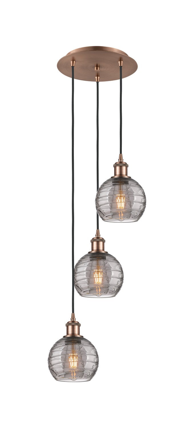 Innovations - 113B-3P-AC-G1213-6SM - Three Light Pendant - Ballston - Antique Copper