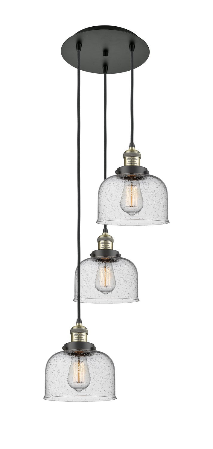 Innovations - 113F-3P-BAB-G74 - Three Light Pendant - Franklin Restoration - Black Antique Brass