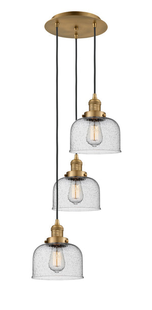 Innovations - 113F-3P-BB-G74 - Three Light Pendant - Franklin Restoration - Brushed Brass