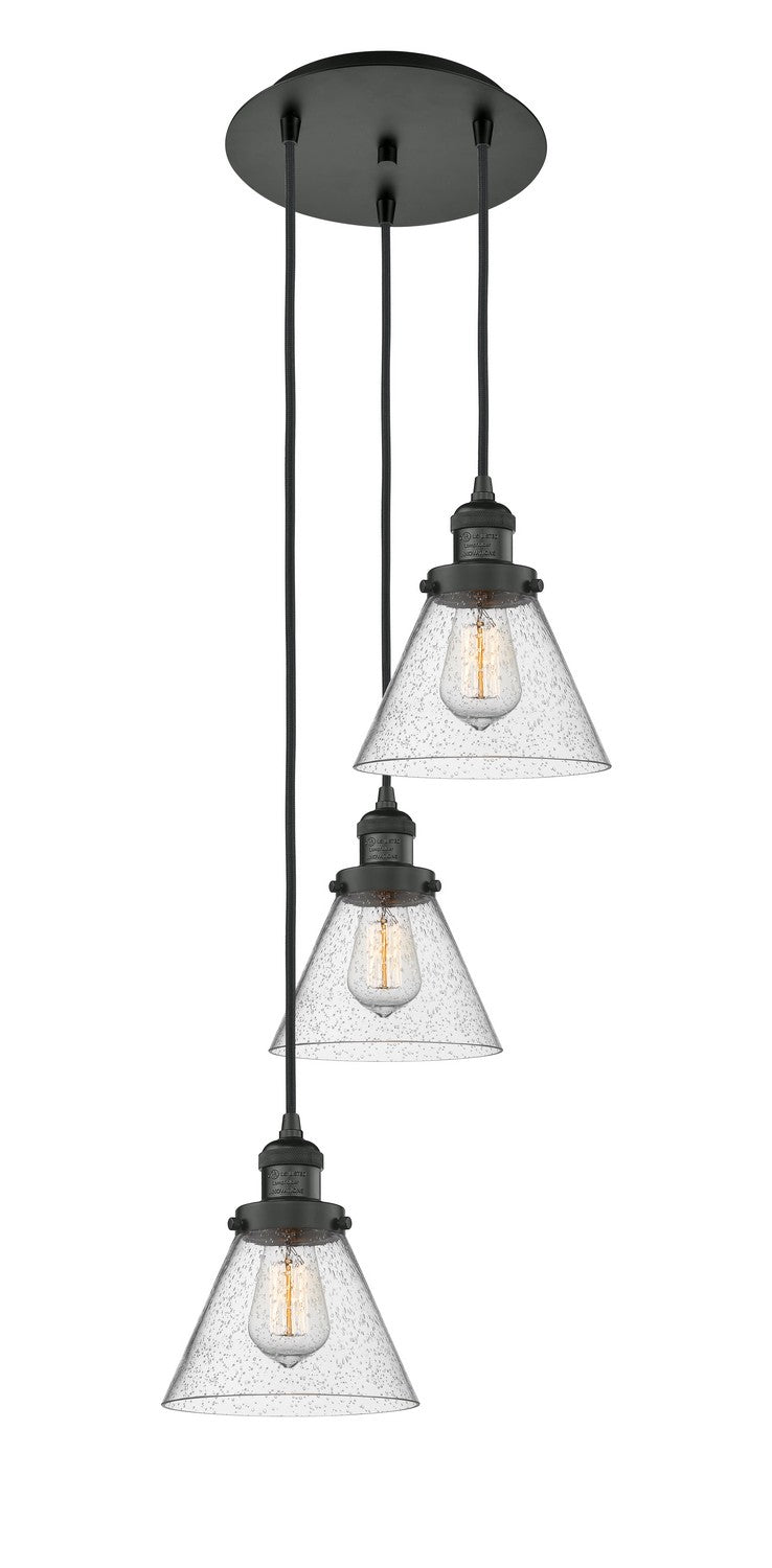 Innovations - 113F-3P-BK-G44 - Three Light Pendant - Franklin Restoration - Matte Black