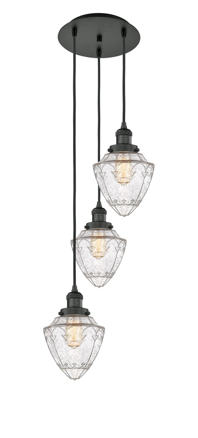 Innovations - 113F-3P-BK-G664-7 - Three Light Pendant - Franklin Restoration - Matte Black