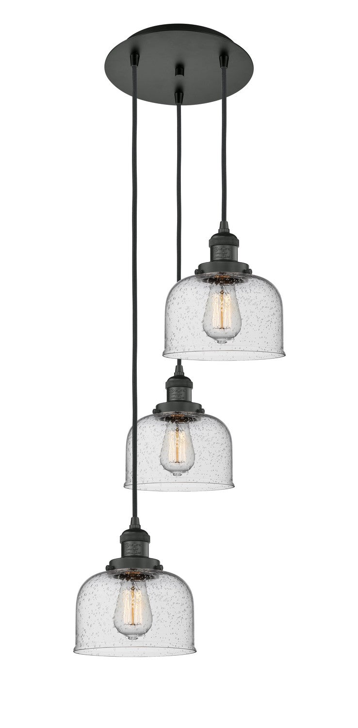 Innovations - 113F-3P-BK-G74 - Three Light Pendant - Franklin Restoration - Matte Black