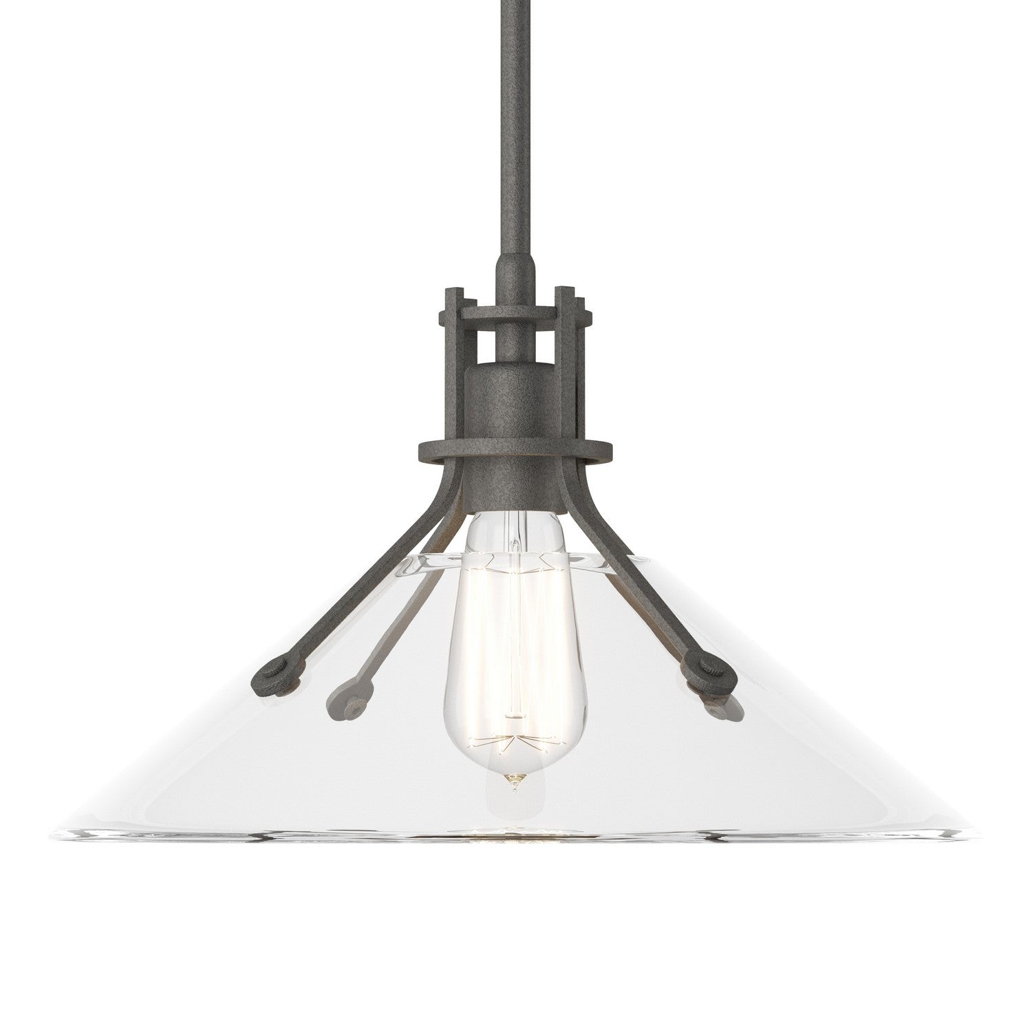 Hubbardton Forge - 134553-SKT-MULT-20-ZM0686 - Henry Medium Glass Shade Pendant - Henry - Natural Iron