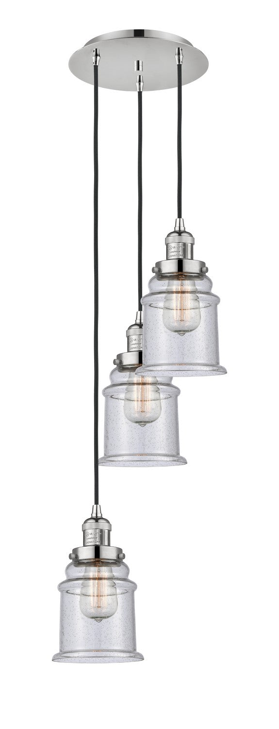 Innovations - 113F-3P-PN-G184 - Three Light Pendant - Franklin Restoration - Polished Nickel