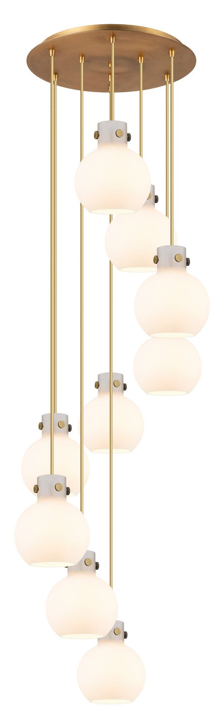 Innovations - 119-410-1PS-BB-G410-8WH - Six Light Pendant - Newton - Brushed Brass