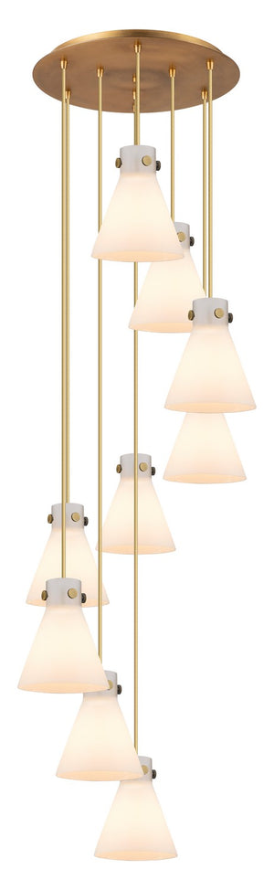 Innovations - 119-410-1PS-BB-G411-8WH - Eight Light Pendant - Downtown Urban - Brushed Brass