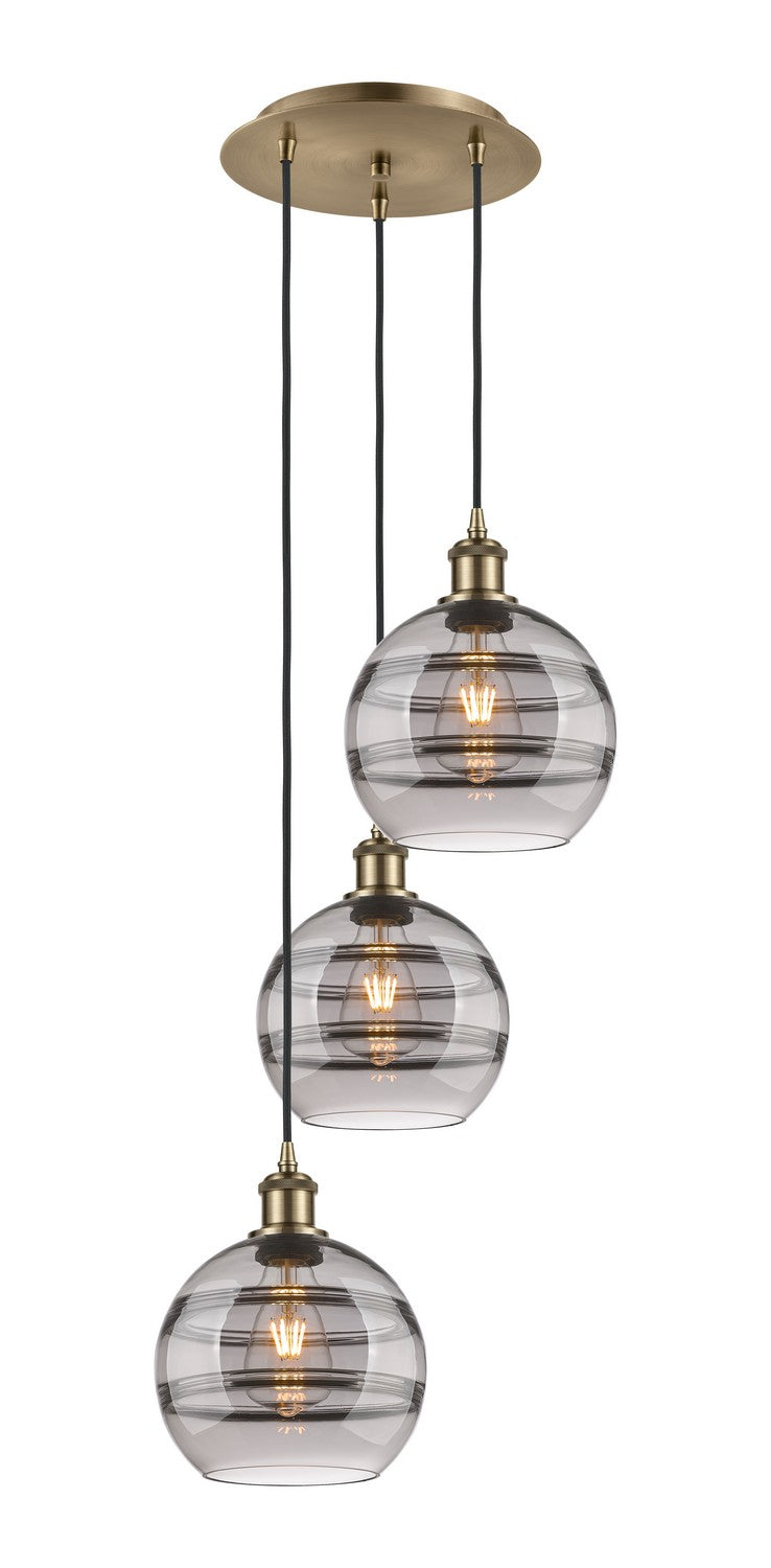 Innovations - 113B-3P-AB-G556-8SM - Three Light Pendant - Ballston - Antique Brass