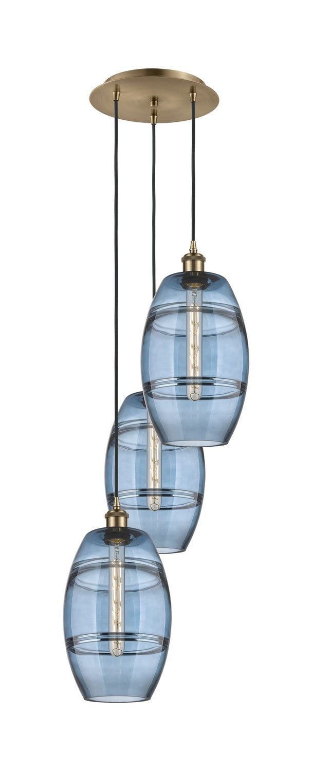 Innovations - 113B-3P-AB-G557-8BL - Three Light Pendant - Ballston - Antique Brass