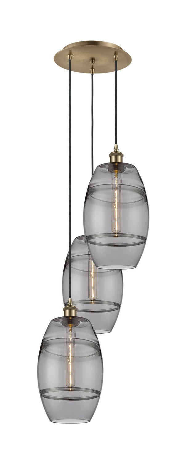 Innovations - 113B-3P-AB-G557-8SM - Three Light Pendant - Ballston - Antique Brass