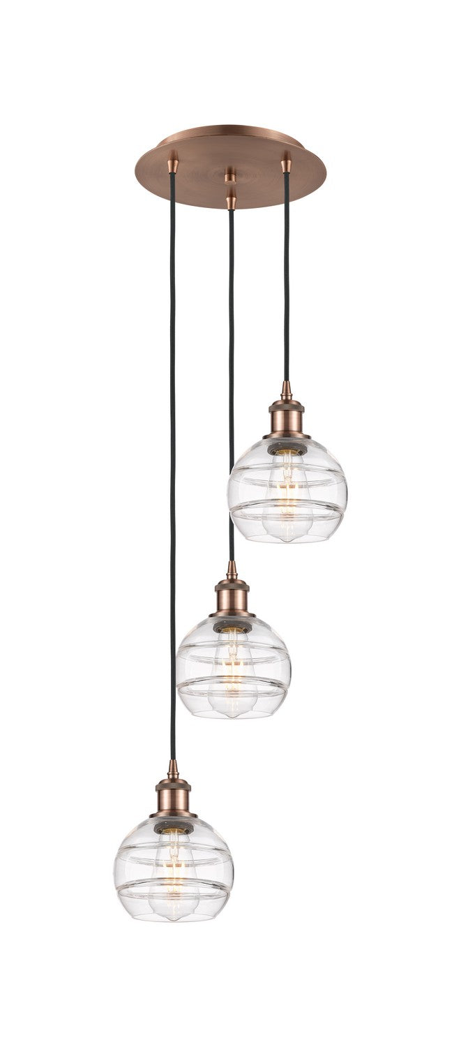 Innovations - 113B-3P-AC-G556-6CL - Three Light Pendant - Ballston - Antique Copper