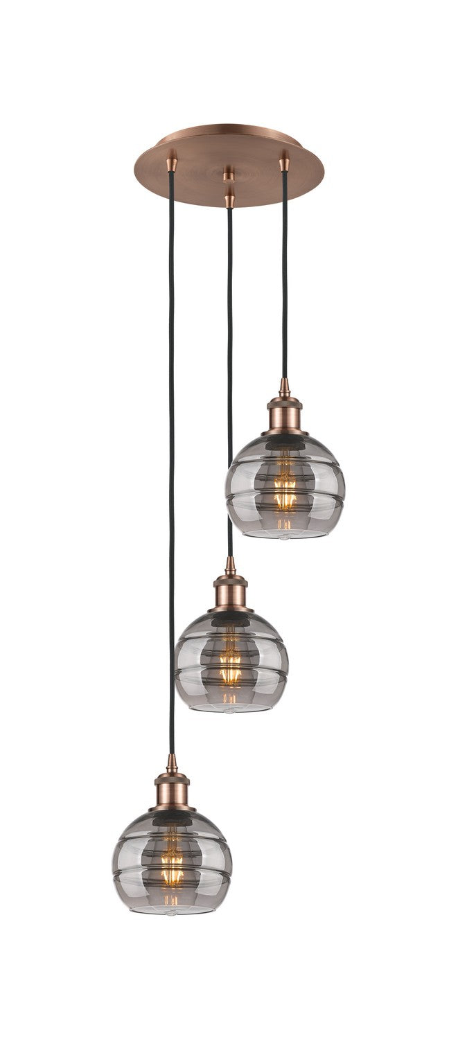 Innovations - 113B-3P-AC-G556-6SM - Three Light Pendant - Ballston - Antique Copper