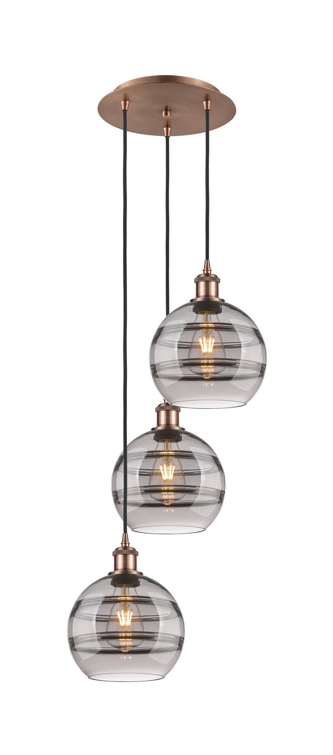 Innovations - 113B-3P-AC-G556-8SM - Three Light Pendant - Ballston - Antique Copper