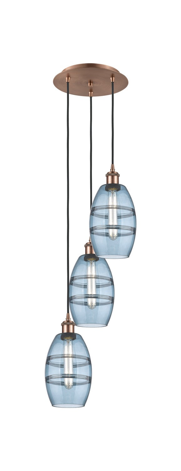 Innovations - 113B-3P-AC-G557-6BL - Three Light Pendant - Ballston - Antique Copper