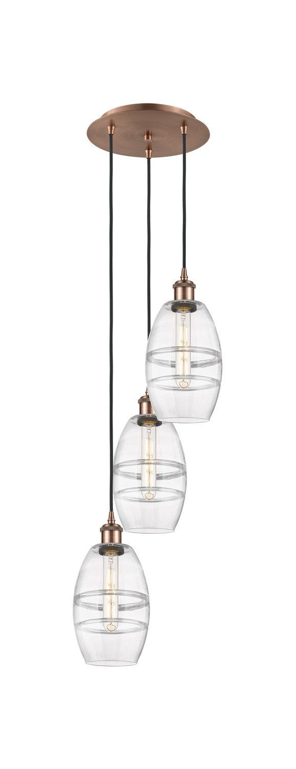 Innovations - 113B-3P-AC-G557-6CL - Three Light Pendant - Ballston - Antique Copper