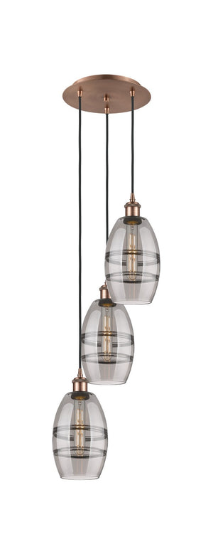 Innovations - 113B-3P-AC-G557-6SM - Three Light Pendant - Ballston - Antique Copper