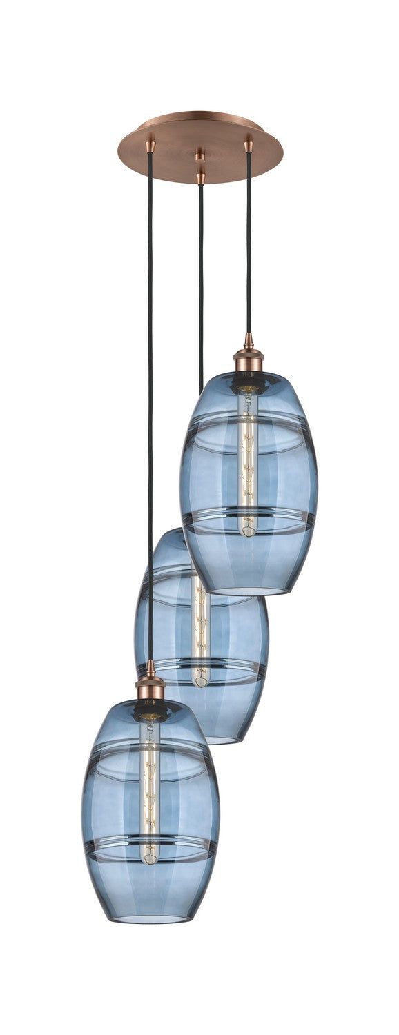 Innovations - 113B-3P-AC-G557-8BL - Three Light Pendant - Ballston - Antique Copper