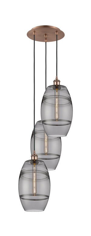 Innovations - 113B-3P-AC-G557-8SM - Three Light Pendant - Ballston - Antique Copper