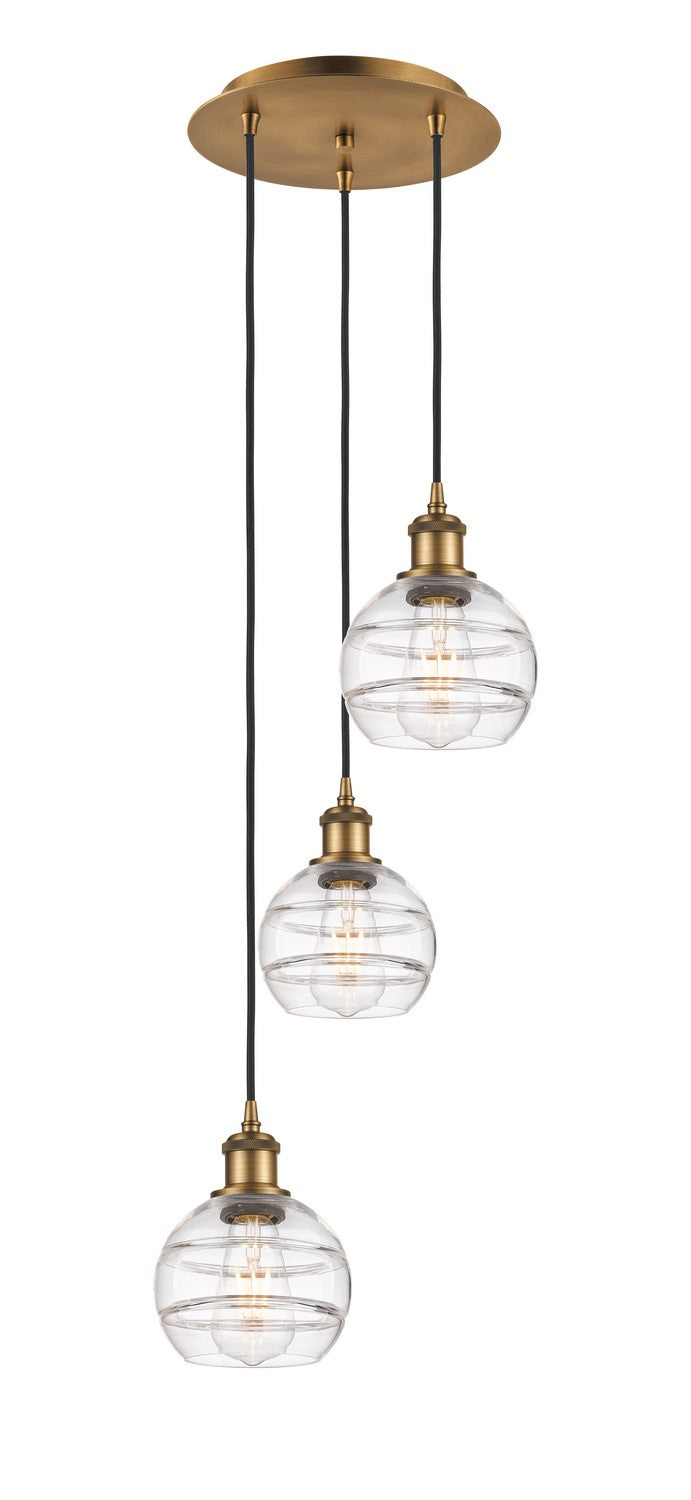 Innovations - 113B-3P-BB-G556-6CL - Three Light Pendant - Ballston - Brushed Brass