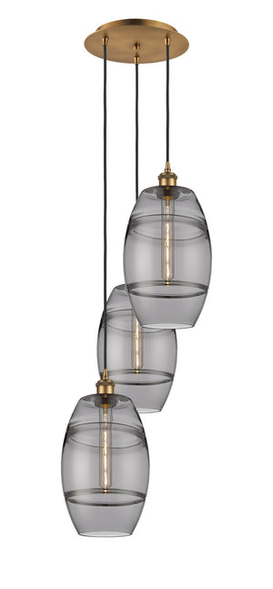 Innovations - 113B-3P-BB-G557-8SM - Three Light Pendant - Ballston - Brushed Brass