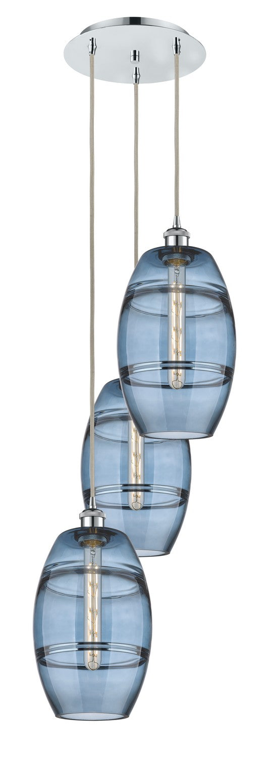 Innovations - 113B-3P-PC-G557-8BL - Three Light Pendant - Ballston - Polished Chrome