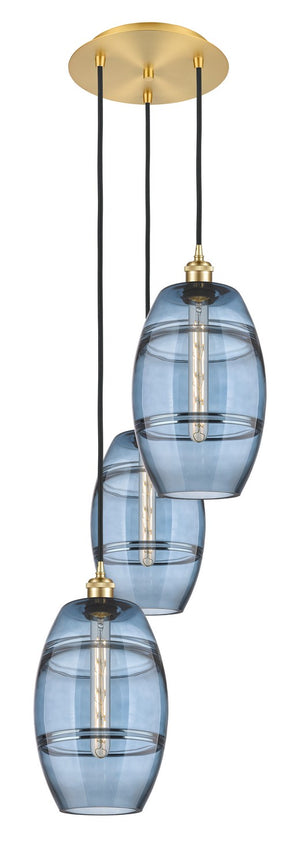 Innovations - 113B-3P-SG-G557-8BL - Three Light Pendant - Ballston - Satin Gold