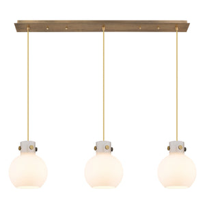 Innovations - 123-410-1PS-BB-G410-8WH - Two Light Linear Pendant - Newton - Brushed Brass