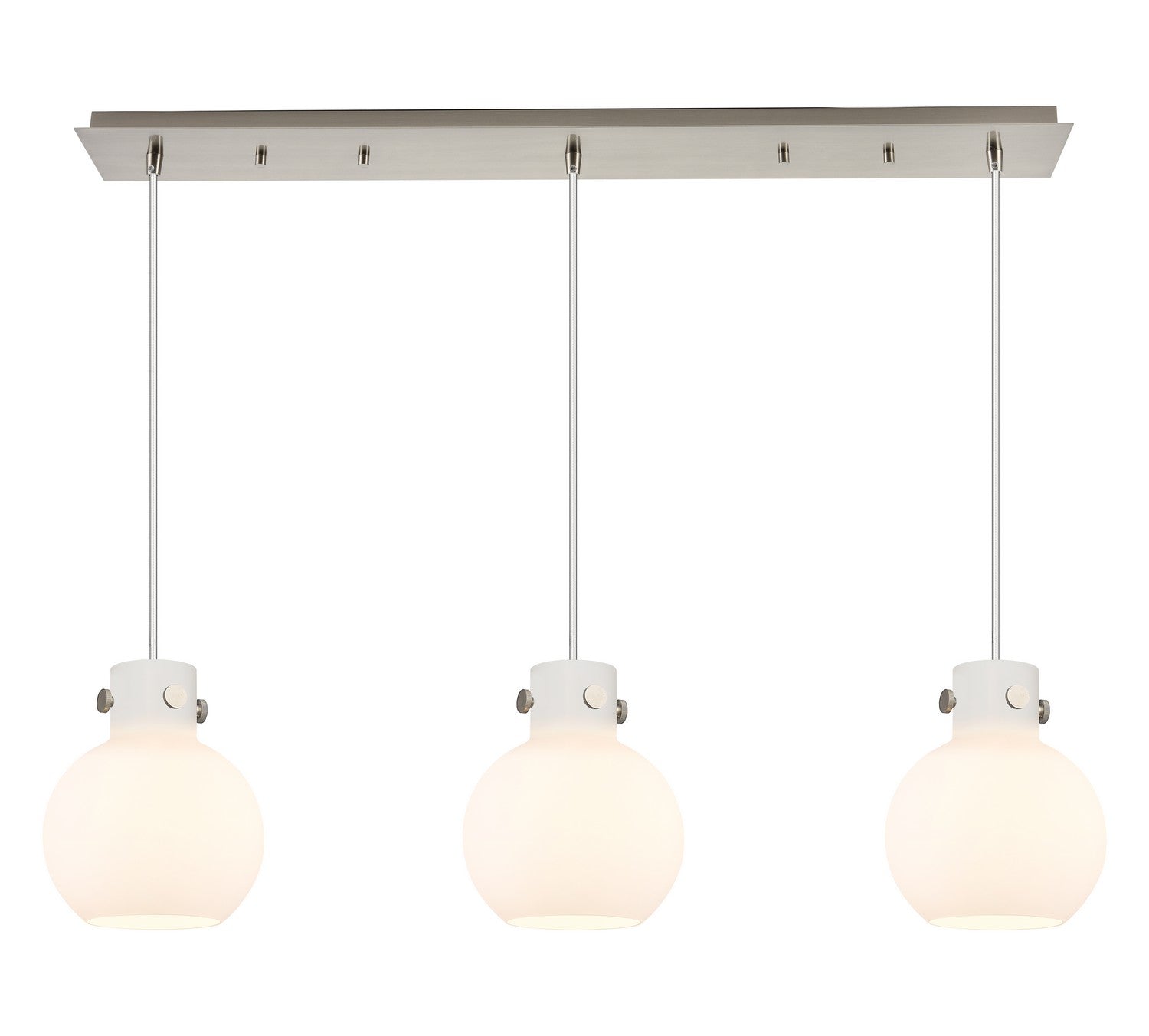 Innovations - 123-410-1PS-SN-G410-8WH - Seven Light Linear Pendant - Newton - Brushed Satin Nickel