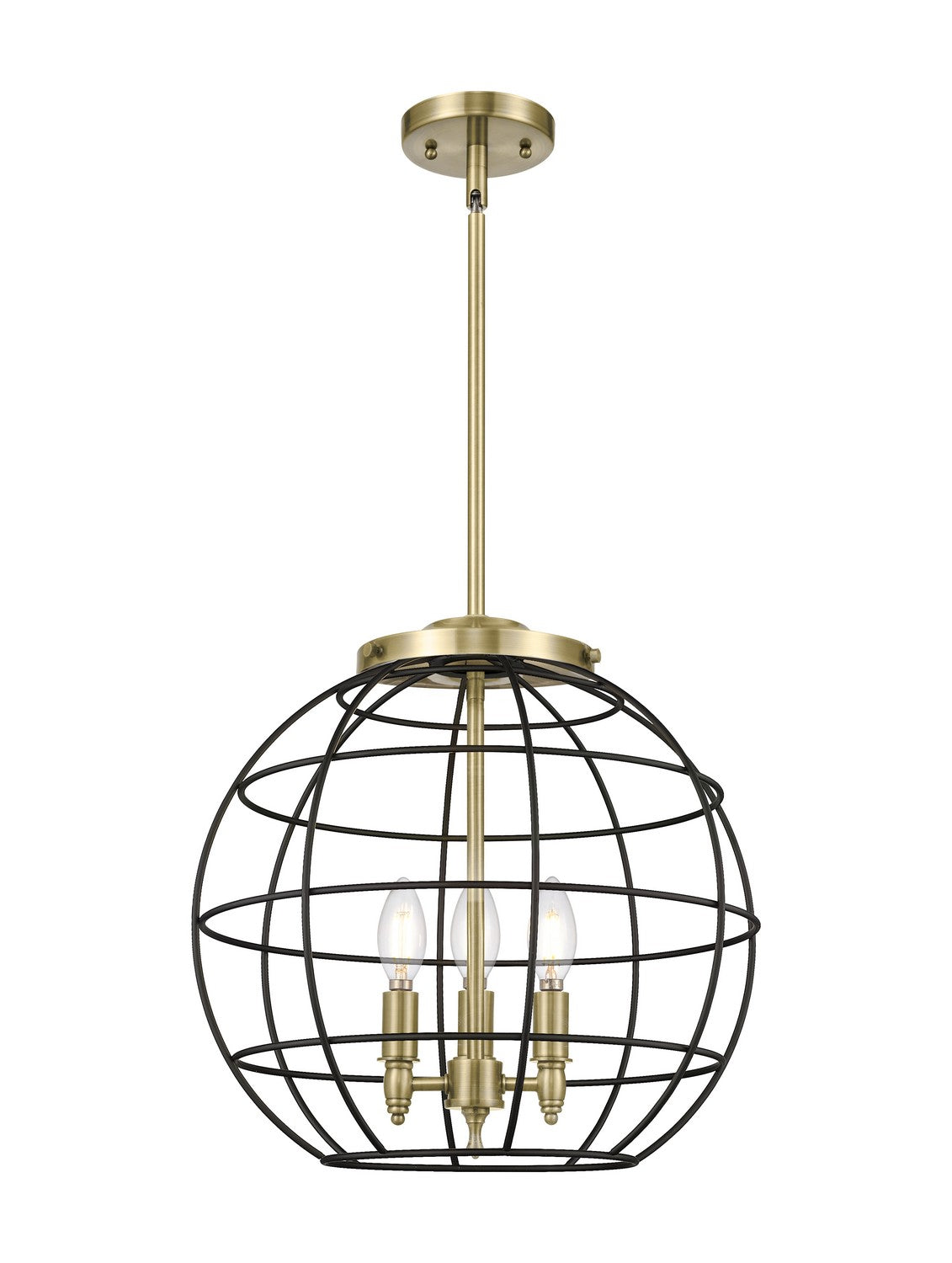 Innovations - 221-3S-AB-CE-16-BK - Three Light Pendant - Essex - Antique Brass